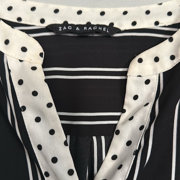 Zac & Rachel women black & off-white striped & polkadot button down shirt - Picture 2 of 13